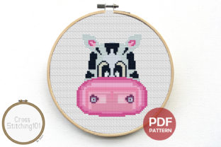 Cartoon Zebra Face Cross Stitch